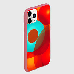 Чехол iPhone 11 Pro матовый Оптическая абстракция с кругами, цвет: 3D-малиновый — фото 2