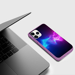 Чехол iPhone 11 Pro матовый Звуковая волна неоновый узор, цвет: 3D-фиолетовый — фото 2