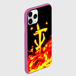 Чехол iPhone 11 Pro матовый Doom огненное лого, цвет: 3D-фиолетовый — фото 2