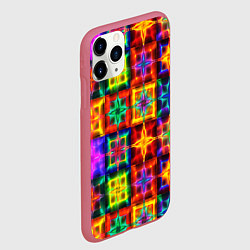Чехол iPhone 11 Pro матовый Неоновое стекло абстракция, цвет: 3D-малиновый — фото 2