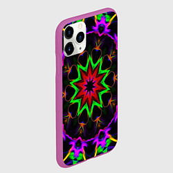 Чехол iPhone 11 Pro матовый Неоновая геометрия узоры, цвет: 3D-фиолетовый — фото 2