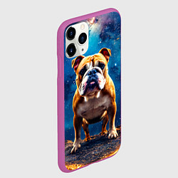 Чехол iPhone 11 Pro матовый Бульдог в космосе, цвет: 3D-фиолетовый — фото 2