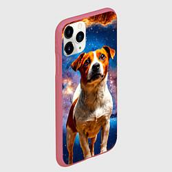Чехол iPhone 11 Pro матовый Джек Рассел терьер в космосе, цвет: 3D-малиновый — фото 2