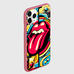 Чехол iPhone 11 Pro матовый Rolling Stones logo - pop art pattern, цвет: 3D-малиновый — фото 2