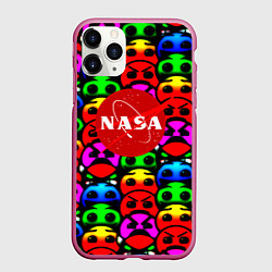 Чехол iPhone 11 Pro матовый NASA smile, цвет: 3D-малиновый