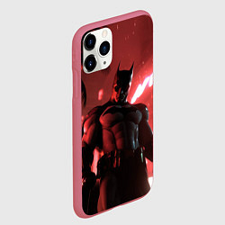 Чехол iPhone 11 Pro матовый Бэтмен красный ночной город, цвет: 3D-малиновый — фото 2