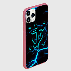 Чехол iPhone 11 Pro матовый Doom молнии неоновые, цвет: 3D-малиновый — фото 2