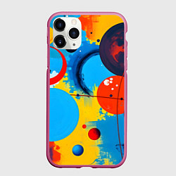 Чехол iPhone 11 Pro матовый Космическая абстракция с кругами, цвет: 3D-малиновый