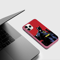 Чехол iPhone 11 Pro матовый Бэтмен показывает класс, цвет: 3D-малиновый — фото 2