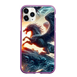 Чехол iPhone 11 Pro матовый Пегас тёмных сил - нейроарт, цвет: 3D-фиолетовый