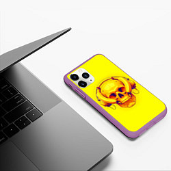 Чехол iPhone 11 Pro матовый Yellow bananas skull - cyberpunk, цвет: 3D-фиолетовый — фото 2