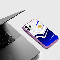 Чехол iPhone 11 Pro матовый Герб России - синий и белый, цвет: 3D-фиолетовый — фото 2