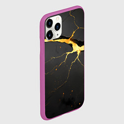 Чехол iPhone 11 Pro матовый Золотой разлом в текстуре, цвет: 3D-фиолетовый — фото 2