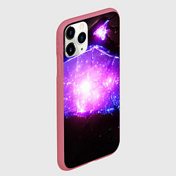 Чехол iPhone 11 Pro матовый Космический разлом плит, цвет: 3D-малиновый — фото 2