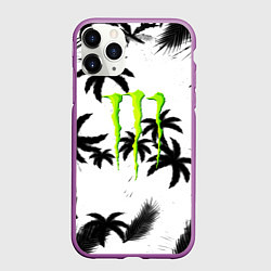 Чехол iPhone 11 Pro матовый Monster energy пальмы, цвет: 3D-фиолетовый