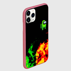 Чехол iPhone 11 Pro матовый Амонг ас огненная текстура, цвет: 3D-малиновый — фото 2