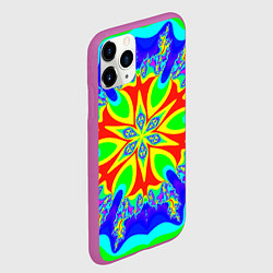 Чехол iPhone 11 Pro матовый Неоновая психоделика узор, цвет: 3D-фиолетовый — фото 2