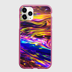 Чехол iPhone 11 Pro матовый Неоновые полосы текстура, цвет: 3D-малиновый