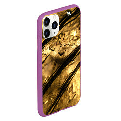 Чехол iPhone 11 Pro матовый Золото с черной текстурой, цвет: 3D-фиолетовый — фото 2