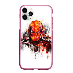 Чехол iPhone 11 Pro матовый Дэдпул краски, цвет: 3D-малиновый