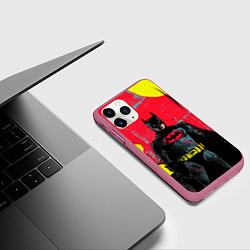 Чехол iPhone 11 Pro матовый Бэтмен красками, цвет: 3D-малиновый — фото 2