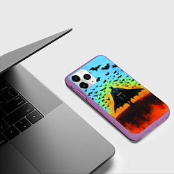Чехол iPhone 11 Pro матовый Бэтмен и летучие мыши, цвет: 3D-фиолетовый — фото 2