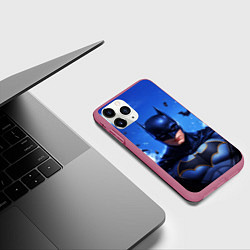 Чехол iPhone 11 Pro матовый Бэтмен синее небо, цвет: 3D-малиновый — фото 2