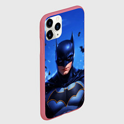 Чехол iPhone 11 Pro матовый Бэтмен синее небо, цвет: 3D-малиновый — фото 2