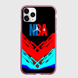 Чехол iPhone 11 Pro матовый NBA краски геометрия, цвет: 3D-малиновый