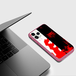 Чехол iPhone 11 Pro матовый Ведьмак огненный, цвет: 3D-малиновый — фото 2