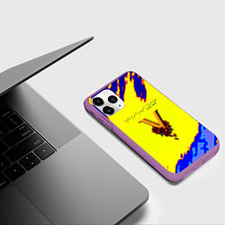 Чехол iPhone 11 Pro матовый Cyberpunk краски неоновые, цвет: 3D-фиолетовый — фото 2