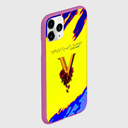 Чехол iPhone 11 Pro матовый Cyberpunk краски неоновые, цвет: 3D-фиолетовый — фото 2
