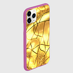 Чехол iPhone 11 Pro матовый Золотые разломы текстура, цвет: 3D-фиолетовый — фото 2