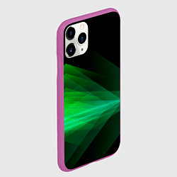 Чехол iPhone 11 Pro матовый Неоновая зеленая абстракция на черном фоне, цвет: 3D-фиолетовый — фото 2