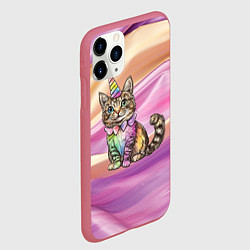 Чехол iPhone 11 Pro матовый Котенок в костюме единорога, цвет: 3D-малиновый — фото 2
