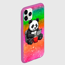 Чехол iPhone 11 Pro матовый Панда с кофе за ноутом, цвет: 3D-фиолетовый — фото 2