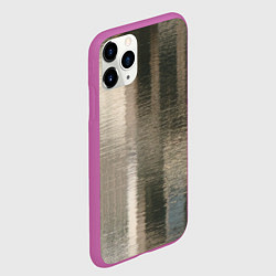 Чехол iPhone 11 Pro матовый Размытые серо-бежевые полосы, цвет: 3D-фиолетовый — фото 2