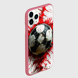 Чехол iPhone 11 Pro матовый Футбольный мяч в красном, цвет: 3D-малиновый — фото 2