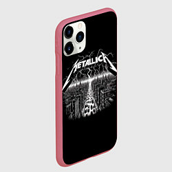 Чехол iPhone 11 Pro матовый Metallica - lightnings in metropolis, цвет: 3D-малиновый — фото 2
