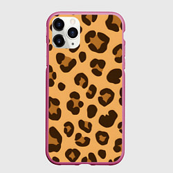 Чехол iPhone 11 Pro матовый Коричневые пятна леопарда, цвет: 3D-малиновый