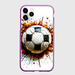 Чехол iPhone 11 Pro матовый Футбольный мяч на белом, цвет: 3D-фиолетовый