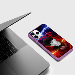 Чехол iPhone 11 Pro матовый Сектор газа молнии на фоне, цвет: 3D-фиолетовый — фото 2