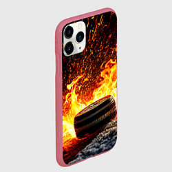 Чехол iPhone 11 Pro матовый Шайба в огне, цвет: 3D-малиновый — фото 2