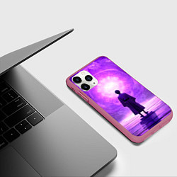 Чехол iPhone 11 Pro матовый Айкидоист на фиолетовом, цвет: 3D-малиновый — фото 2
