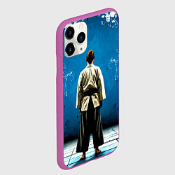 Чехол iPhone 11 Pro матовый Айкидоист на синем, цвет: 3D-фиолетовый — фото 2