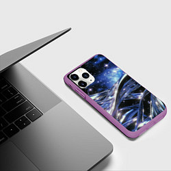 Чехол iPhone 11 Pro матовый Закрученные линии и звезды - космическая абстракци, цвет: 3D-фиолетовый — фото 2