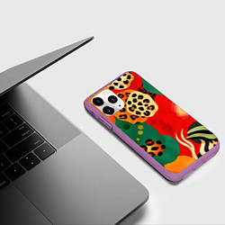Чехол iPhone 11 Pro матовый Анималистичный африканский паттерн, цвет: 3D-фиолетовый — фото 2