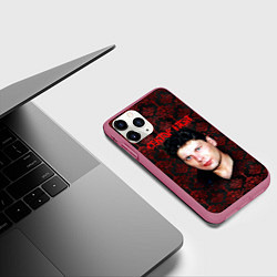 Чехол iPhone 11 Pro матовый Сектор газа красные узоры, цвет: 3D-малиновый — фото 2
