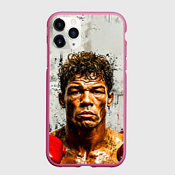 Чехол iPhone 11 Pro матовый Артуро Гатти на сером, цвет: 3D-малиновый