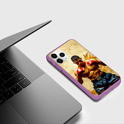 Чехол iPhone 11 Pro матовый Муай Тай боец в бежевом, цвет: 3D-фиолетовый — фото 2